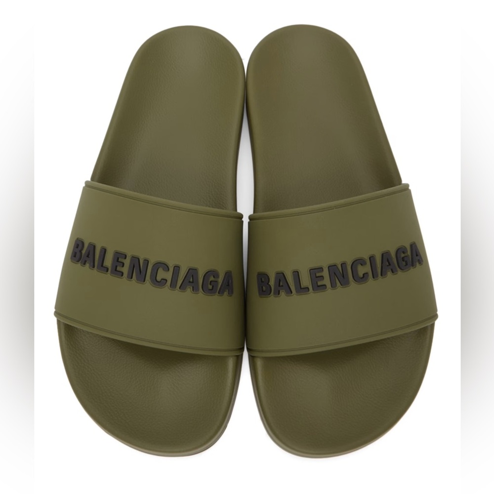 Balenciaga Pool slides kaki/black